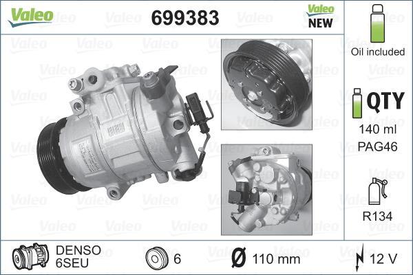 Compresseur, climatisation VALEO ref. 699383