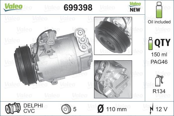 Compresseur, climatisation VALEO ref. 699398