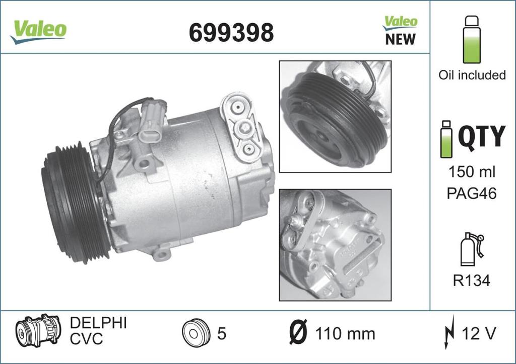 Compresseur, climatisation VALEO ref. 699398