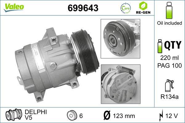 Compresseur, climatisation VALEO ref. 699643