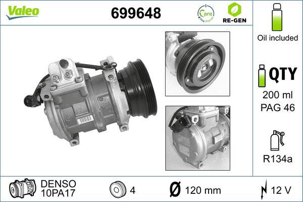 Compresseur, climatisation VALEO ref. 699648