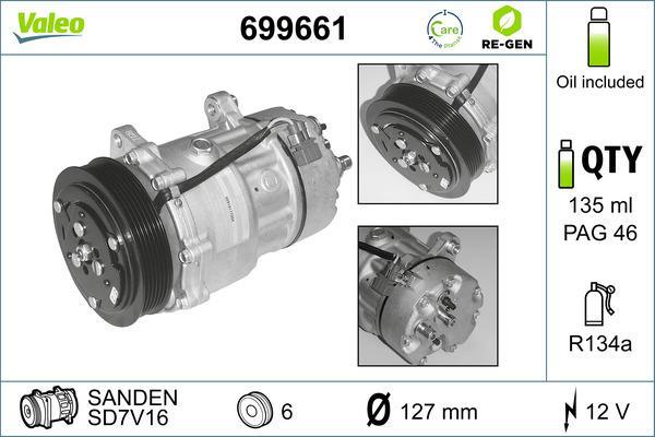 Compresseur, climatisation VALEO ref. 699661