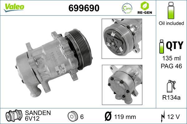 Compresseur, climatisation VALEO 699690