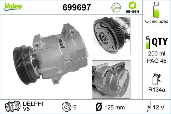 Compresseur, climatisation VALEO ref. 699697