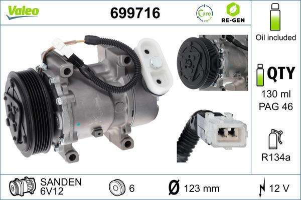 Compresseur, climatisation VALEO ref. 699716