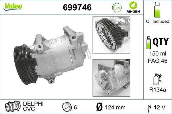 Compresseur, climatisation VALEO ref. 699746
