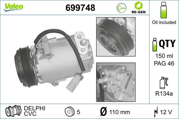 Compresseur, climatisation VALEO ref. 699748