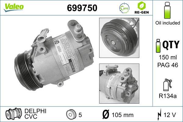 Compresseur, climatisation VALEO ref. 699750
