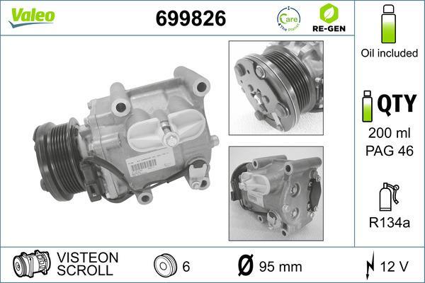 Compresseur, climatisation VALEO ref. 699826