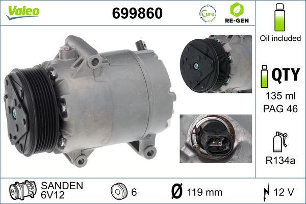 Compresseur, climatisation VALEO ref. 699860