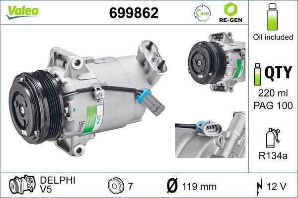 Compresseur, climatisation VALEO ref. 699862