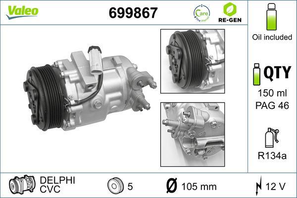 Compresseur, climatisation VALEO ref. 699867