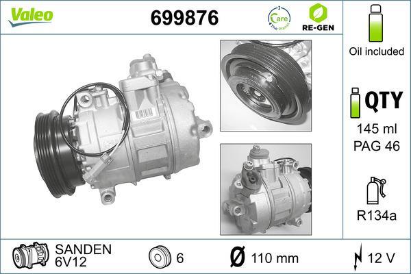 Compresseur, climatisation VALEO ref. 699876