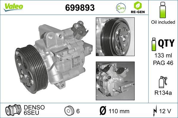 Compresseur, climatisation VALEO 699893