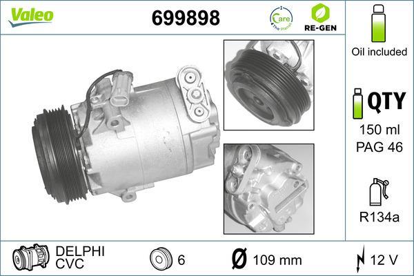 Compresseur, climatisation VALEO ref. 699898