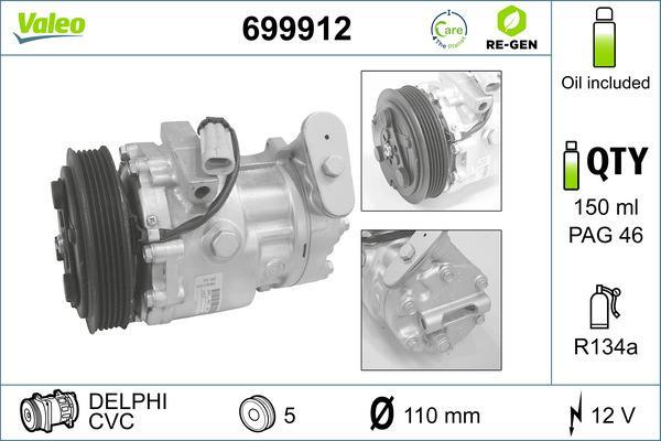 Compresseur, climatisation VALEO ref. 699912