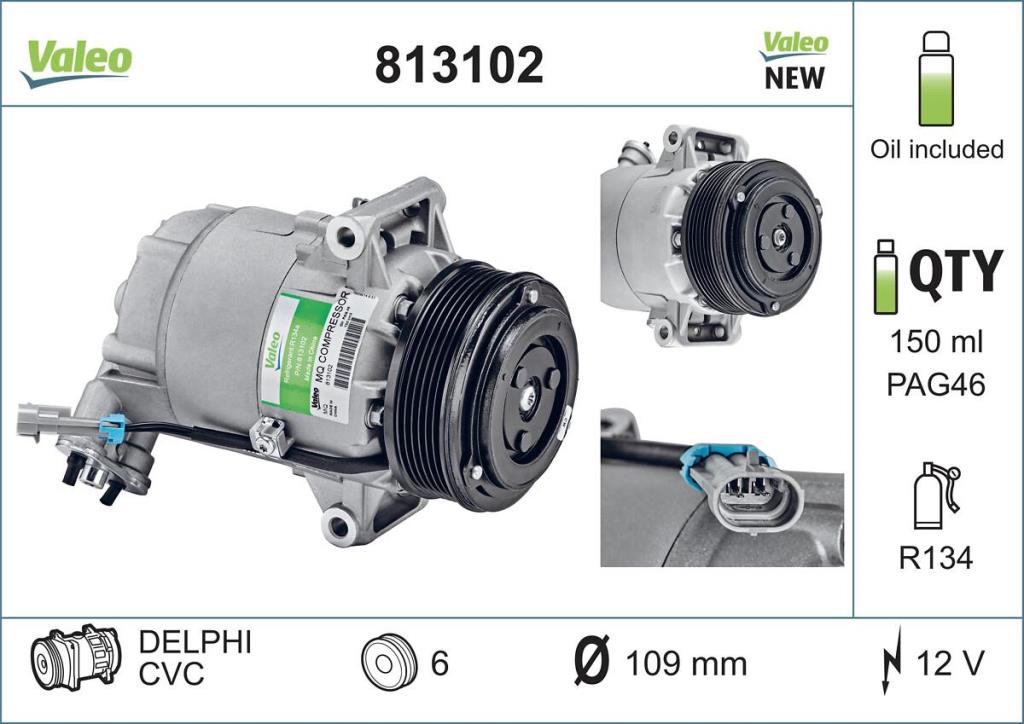 Compresseur, climatisation VALEO ref. 813102