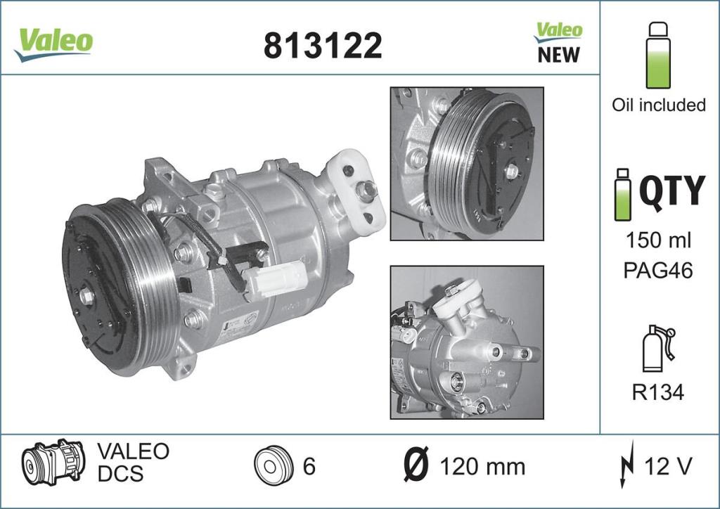 Compresseur, climatisation VALEO ref. 813122