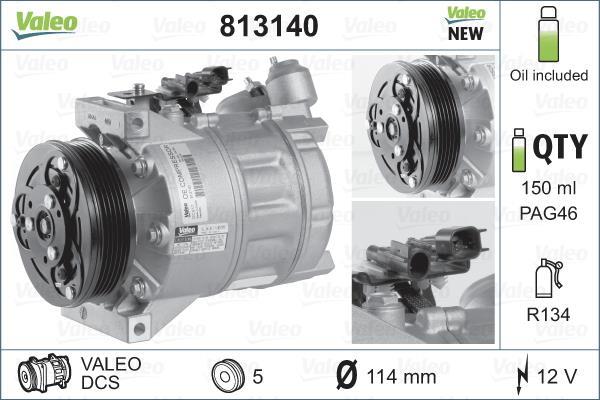 Compresseur, climatisation VALEO ref. 813140