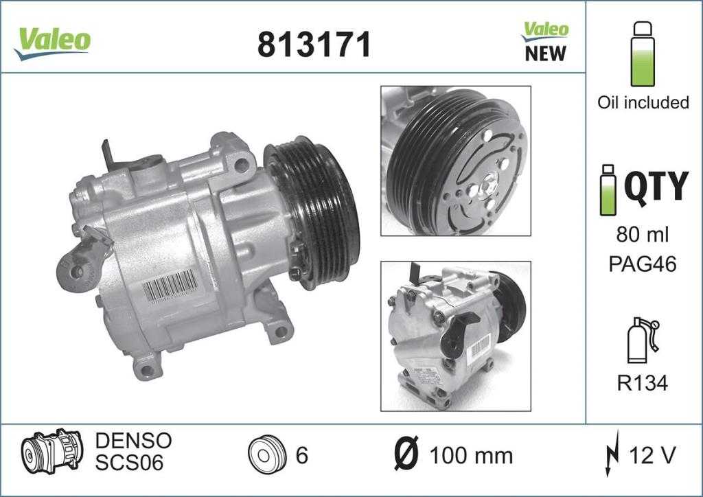 Compresseur, climatisation VALEO ref. 813171