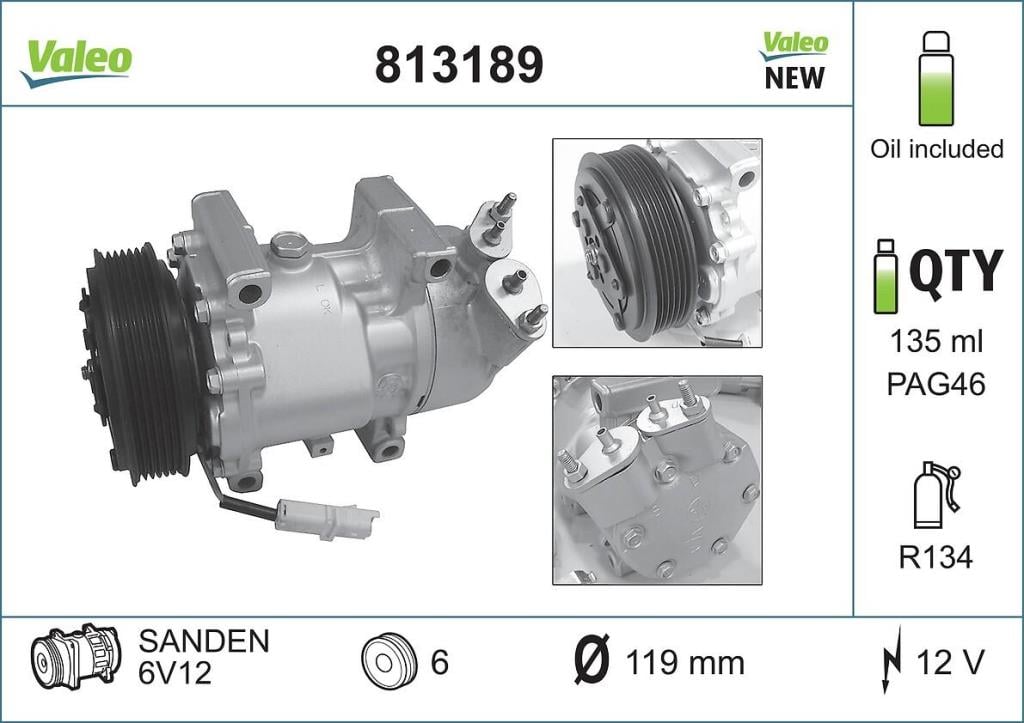Compresseur, climatisation VALEO ref. 813189