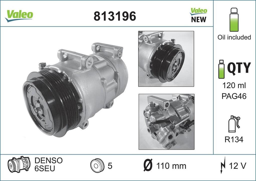 Compresseur, climatisation VALEO ref. 813196
