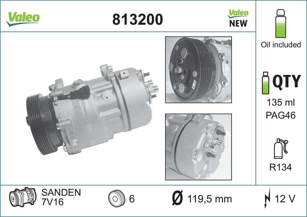 Compresseur, climatisation VALEO ref. 813200