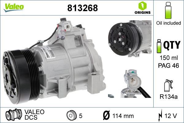 Compresseur, climatisation VALEO 813268