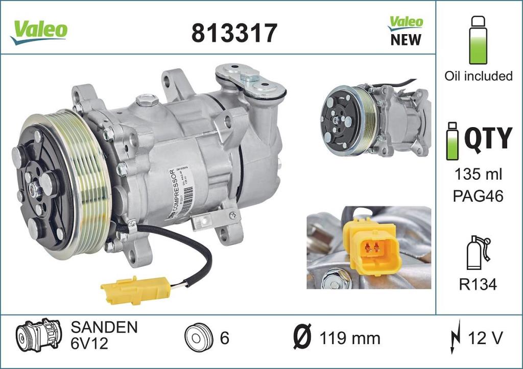 Compresseur, climatisation VALEO ref. 813317