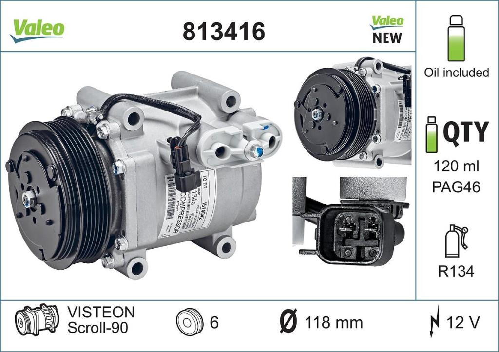 Compresseur, climatisation VALEO 813416