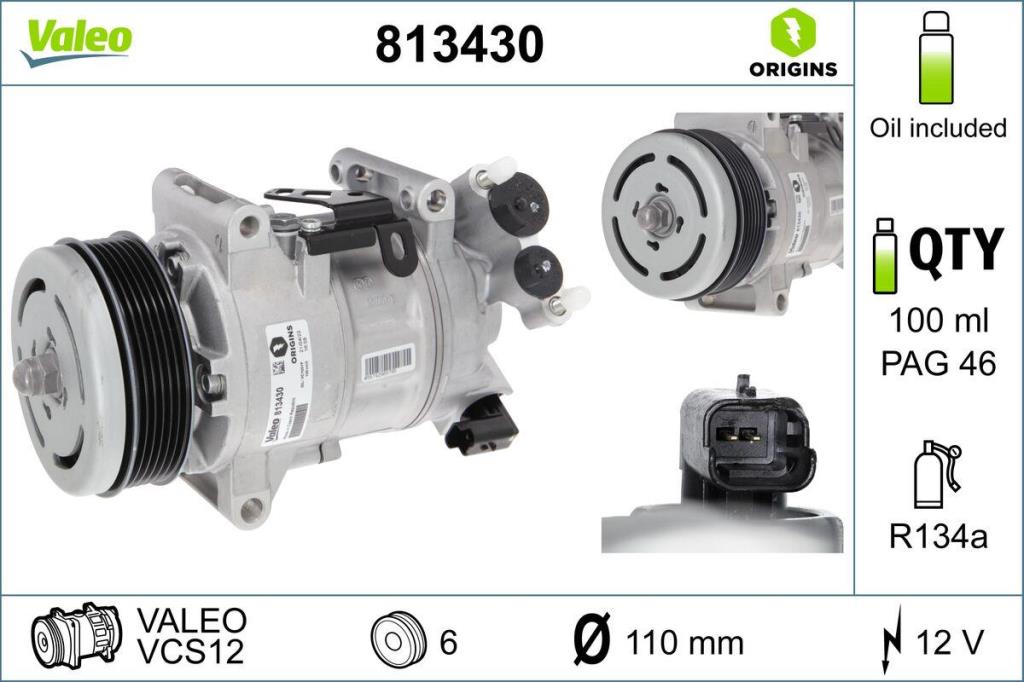 Compresseur, climatisation VALEO ref. 813430