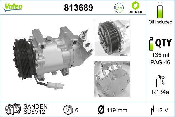 Compresseur, climatisation VALEO ref. 813689