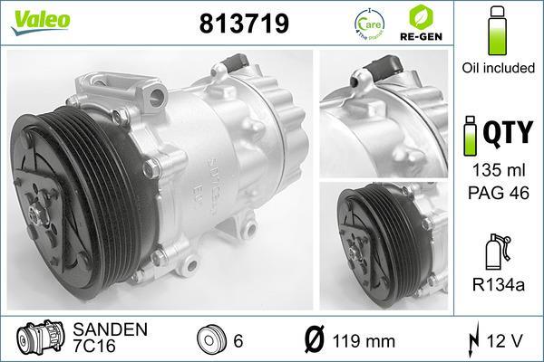 Compresseur, climatisation VALEO 813719