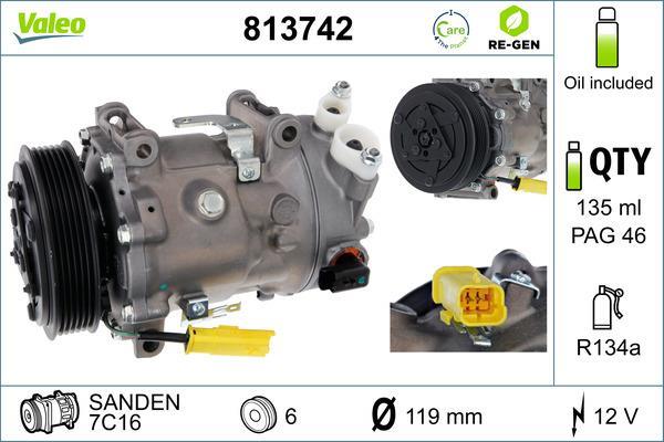 Compresseur, climatisation VALEO ref. 813742