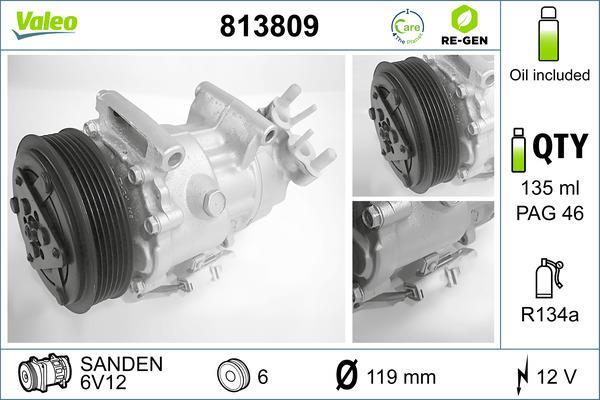 Compresseur, climatisation VALEO ref. 813809