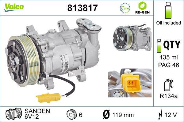 Compresseur, climatisation VALEO ref. 813817