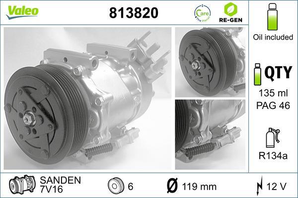 Compresseur, climatisation VALEO ref. 813820