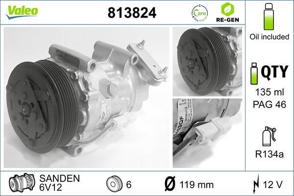 Compresseur, climatisation VALEO ref. 813824