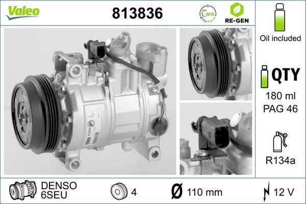 Compresseur, climatisation VALEO ref. 813836