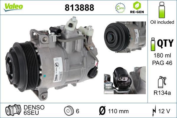 Compresseur, climatisation VALEO ref. 813888