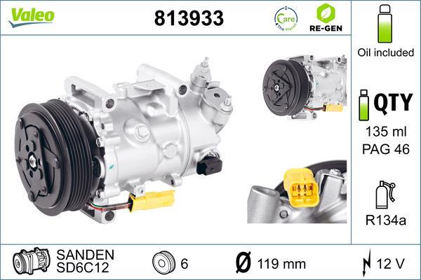 Compresseur, climatisation VALEO ref. 813933