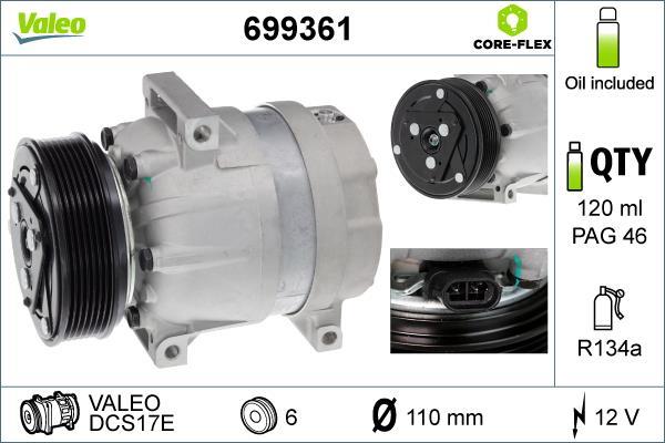 Compresseur, climatisation VALEO ref. 699361