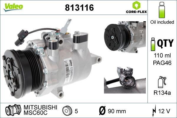 Compresseur, climatisation VALEO ref. 813116