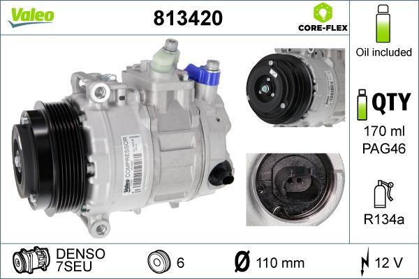 Compresseur, climatisation VALEO ref. 813420