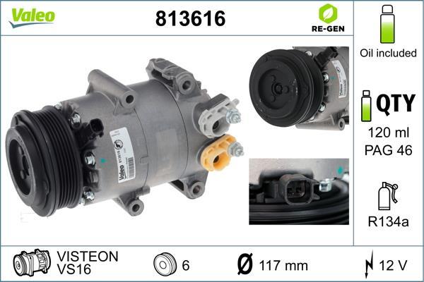 Compresseur, climatisation VALEO ref. 813616
