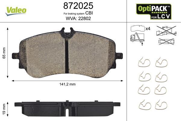 Jeu de 4 plaquettes de frein VALEO ref. 872025