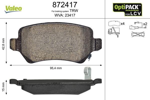 Jeu de 4 plaquettes de frein VALEO ref. 872417