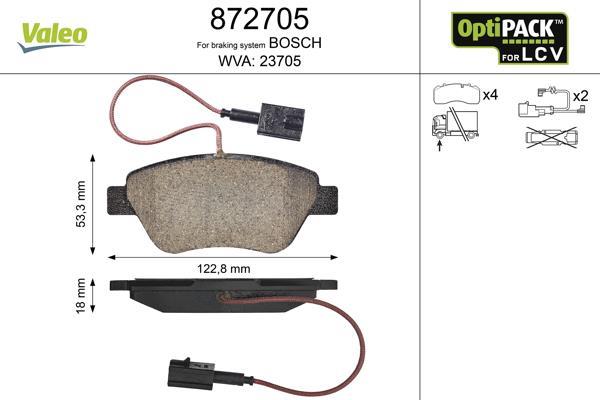 Jeu de 4 plaquettes de frein VALEO ref. 872705