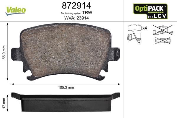 Jeu de 4 plaquettes de frein VALEO ref. 872914