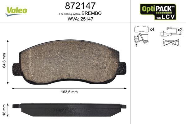 Jeu de 4 plaquettes de frein VALEO ref. 872147